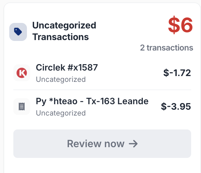 The Uncategorized Transactions card on Insights
