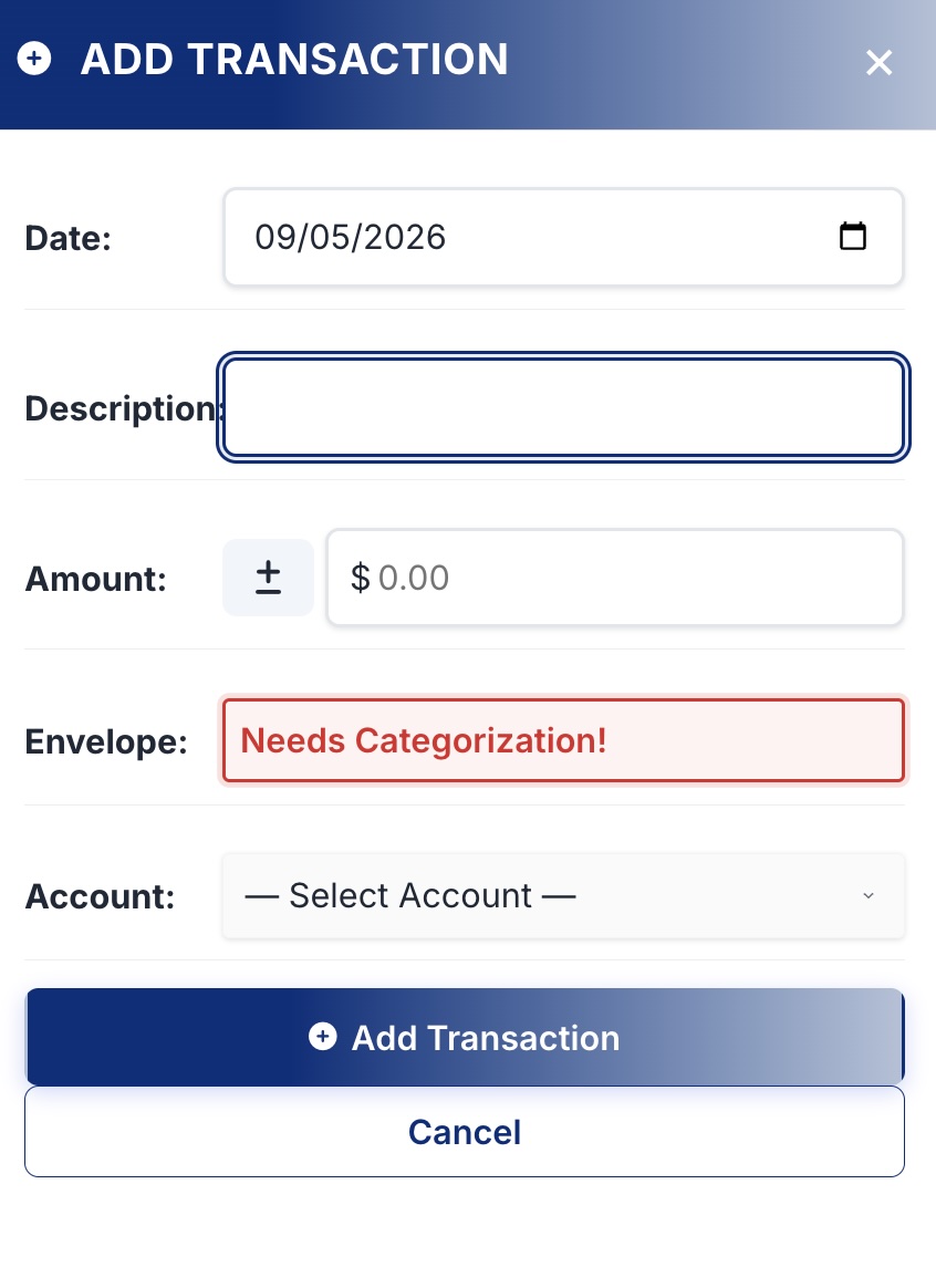 Add Transaction form