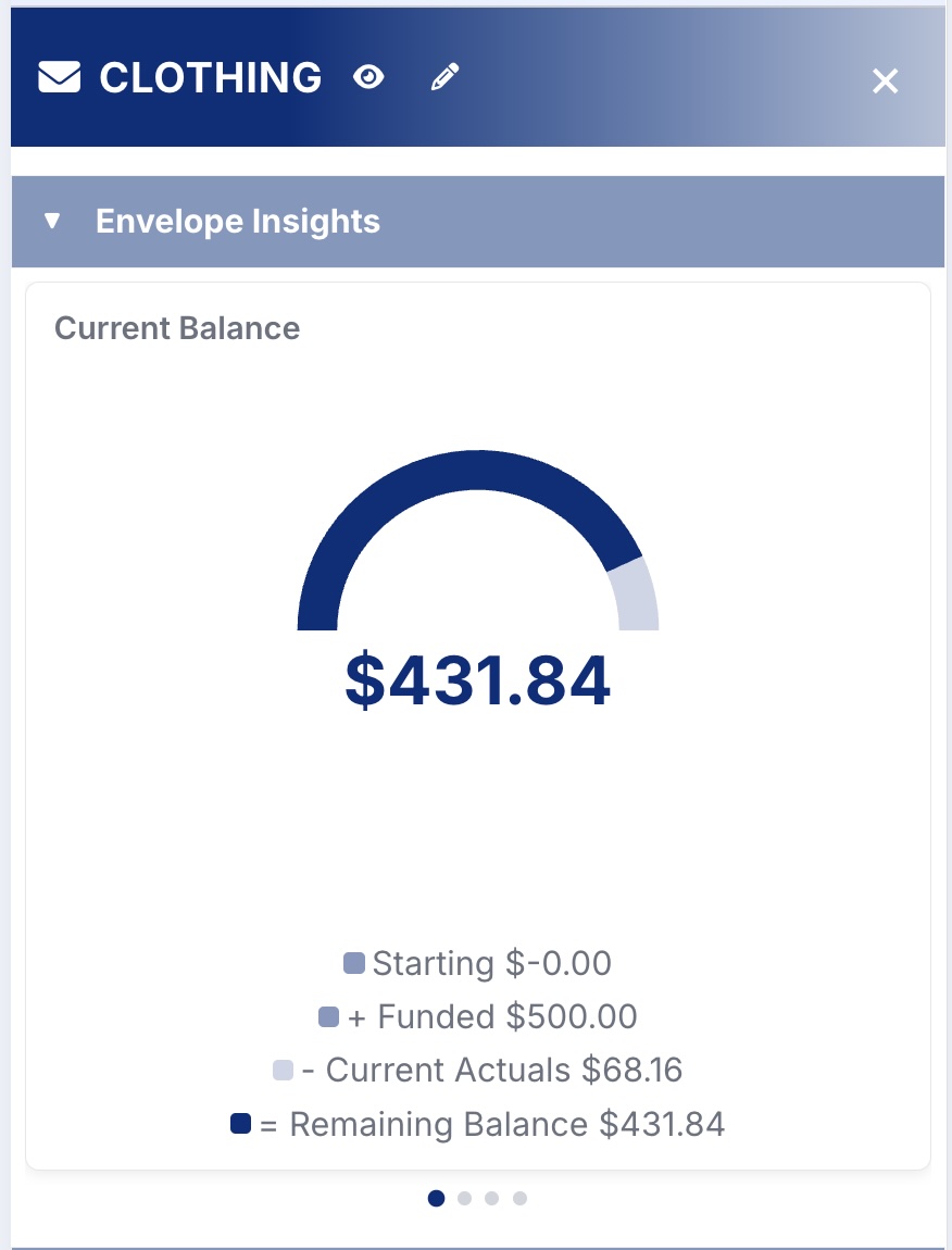Envelope Insights balance view for an envelope