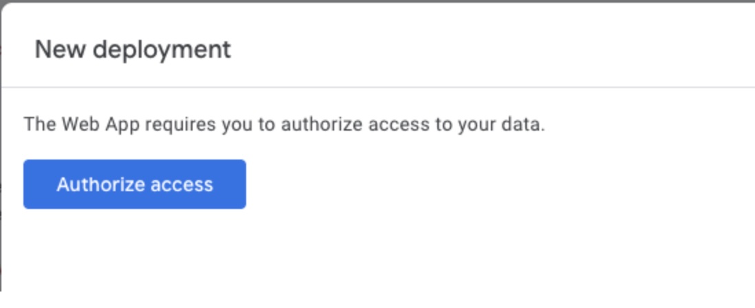 Authorization required prompt with Authorize access button